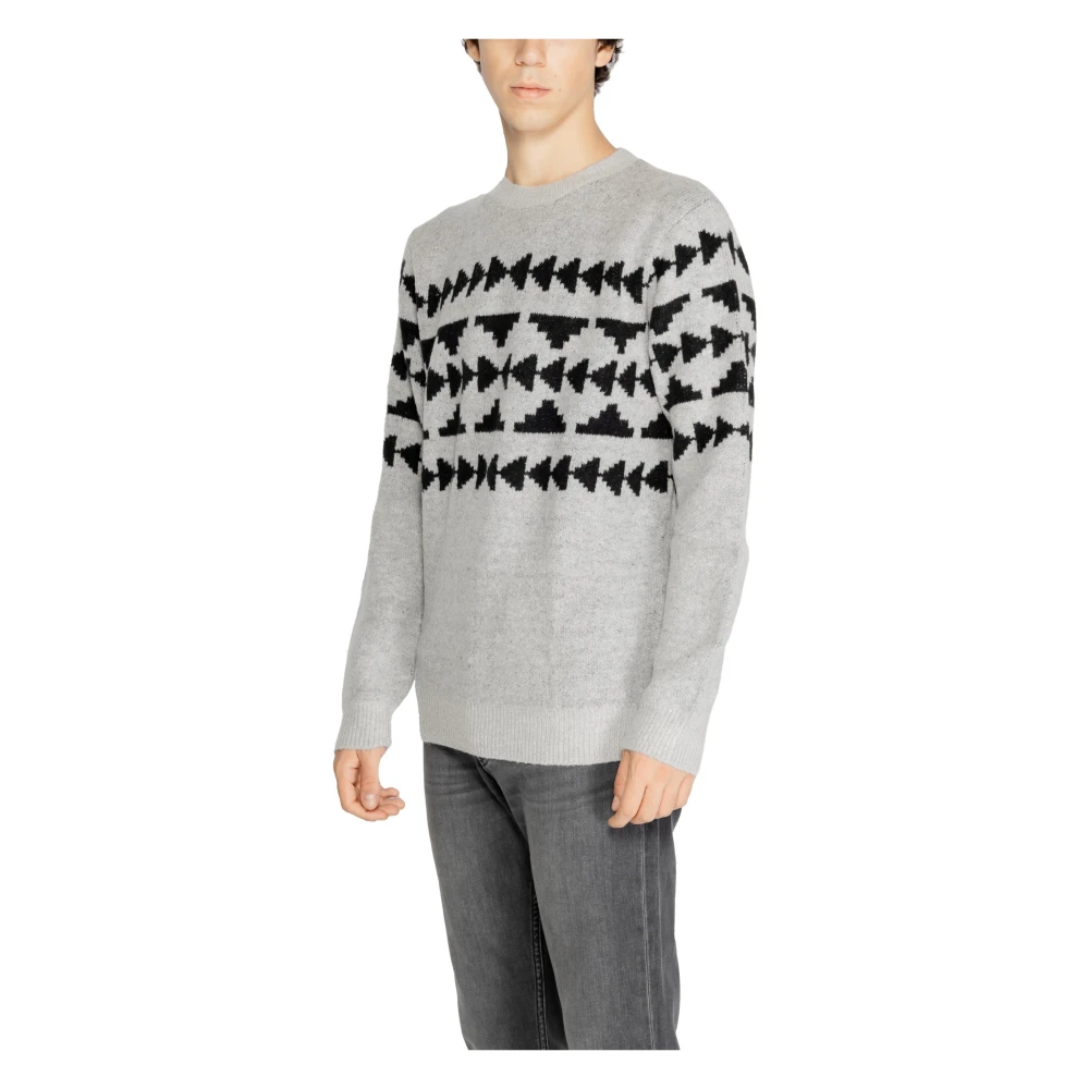 Antony Morato Grijze Geometrische Gebreide Trui Gray Heren