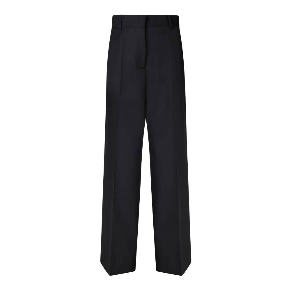 Palm Angels Women's Black Wide Trousers, M, High Waist Wide Trousers