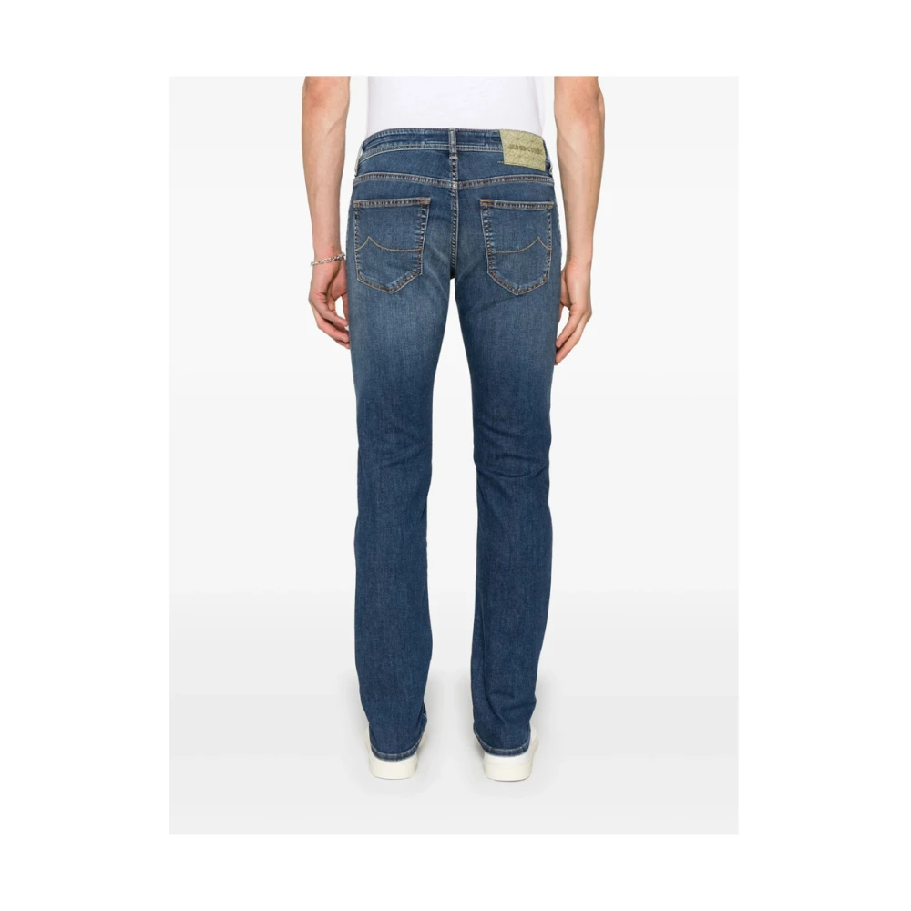 Jacob Cohën Indigo Blauwe Klassieke Vijf Zak Jeans Blue Heren