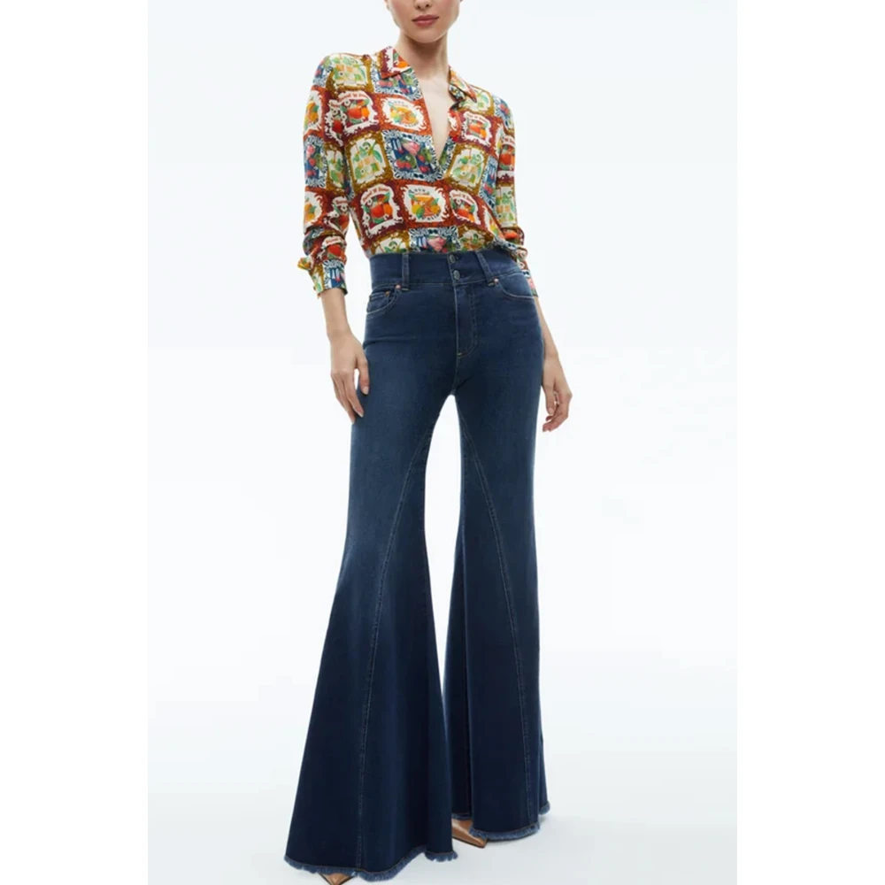 alice + olivia Zijden Klassieke Kraag Lange Mouw Top Multicolor Dames