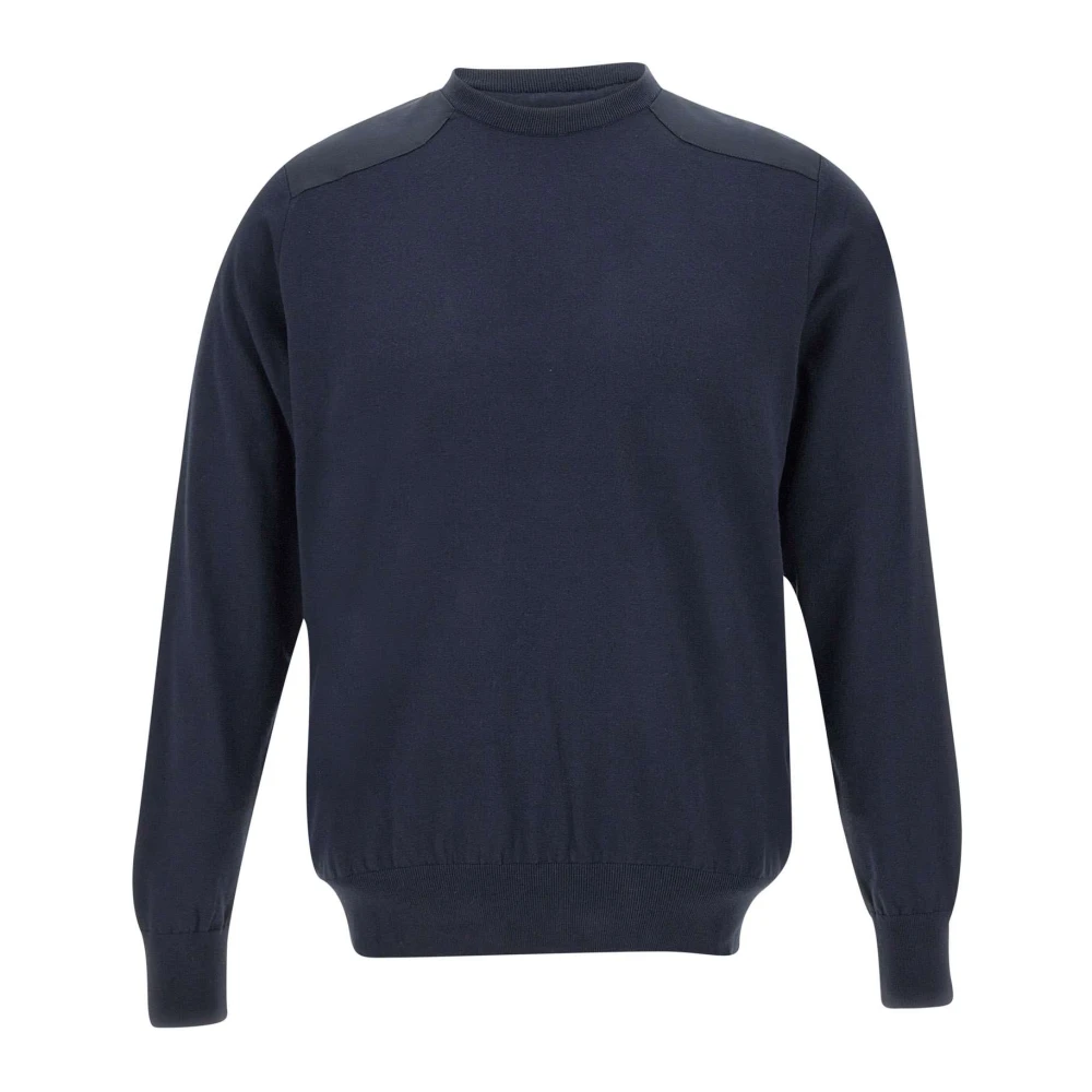 PAUL & SHARK Blauwe Crew Neck Sweater met Contrasterende Inzetstukken Blue Heren