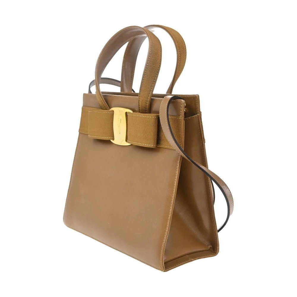 Salvatore Ferragamo Pre-Owned Women's Brown Vintage Handbags, One Size, Salvatore Ferragamo Vintage Leather Top Handle Bag