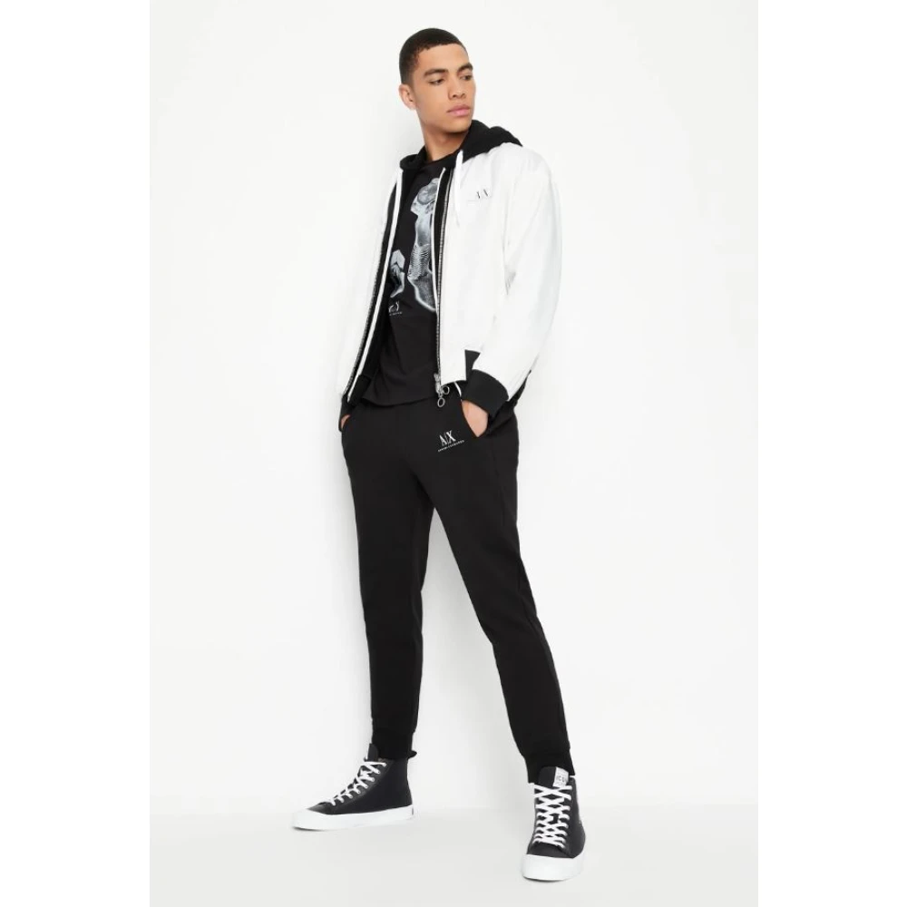 Armani Exchange Zwarte katoenen joggingbroek met logo print Black Heren