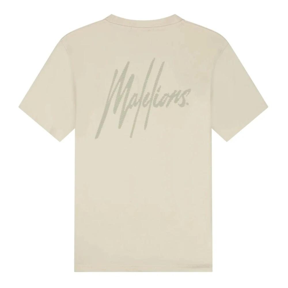 Malelions Gestreept Signature T-shirt in Beige Herenlions Beige Heren