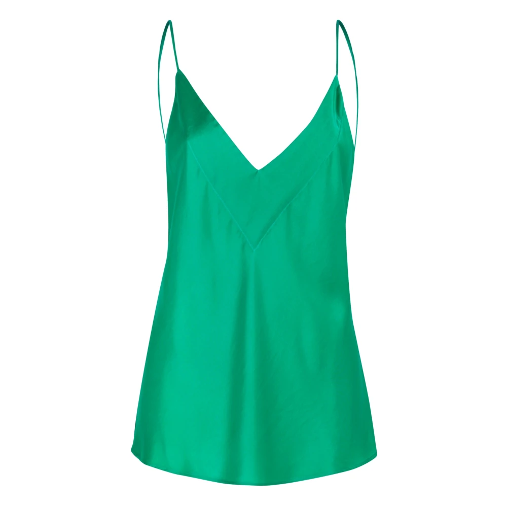 Forte Zijden V-hals Spaghetti Strap Top Green Dames