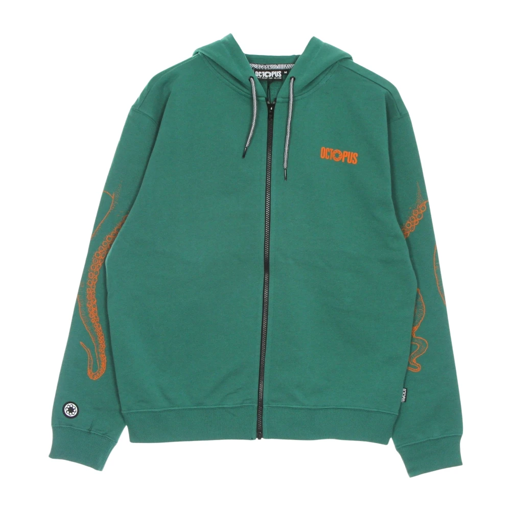 Octopus Men's Green Zip Hoodie With Tentacles Print - Zip-Throughs - Xl - Sweatshirts & Hoodies