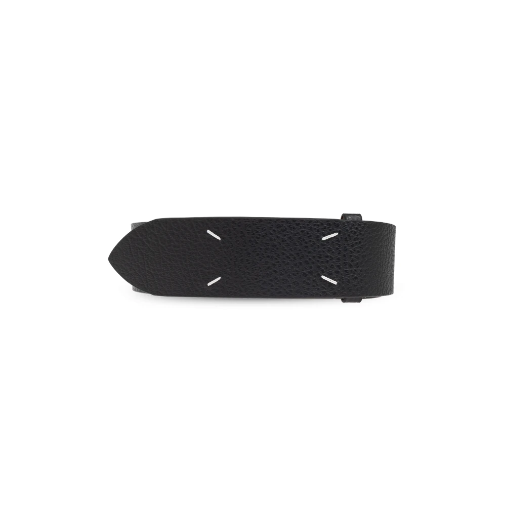 Maison Margiela Leren riem met logo Black Heren