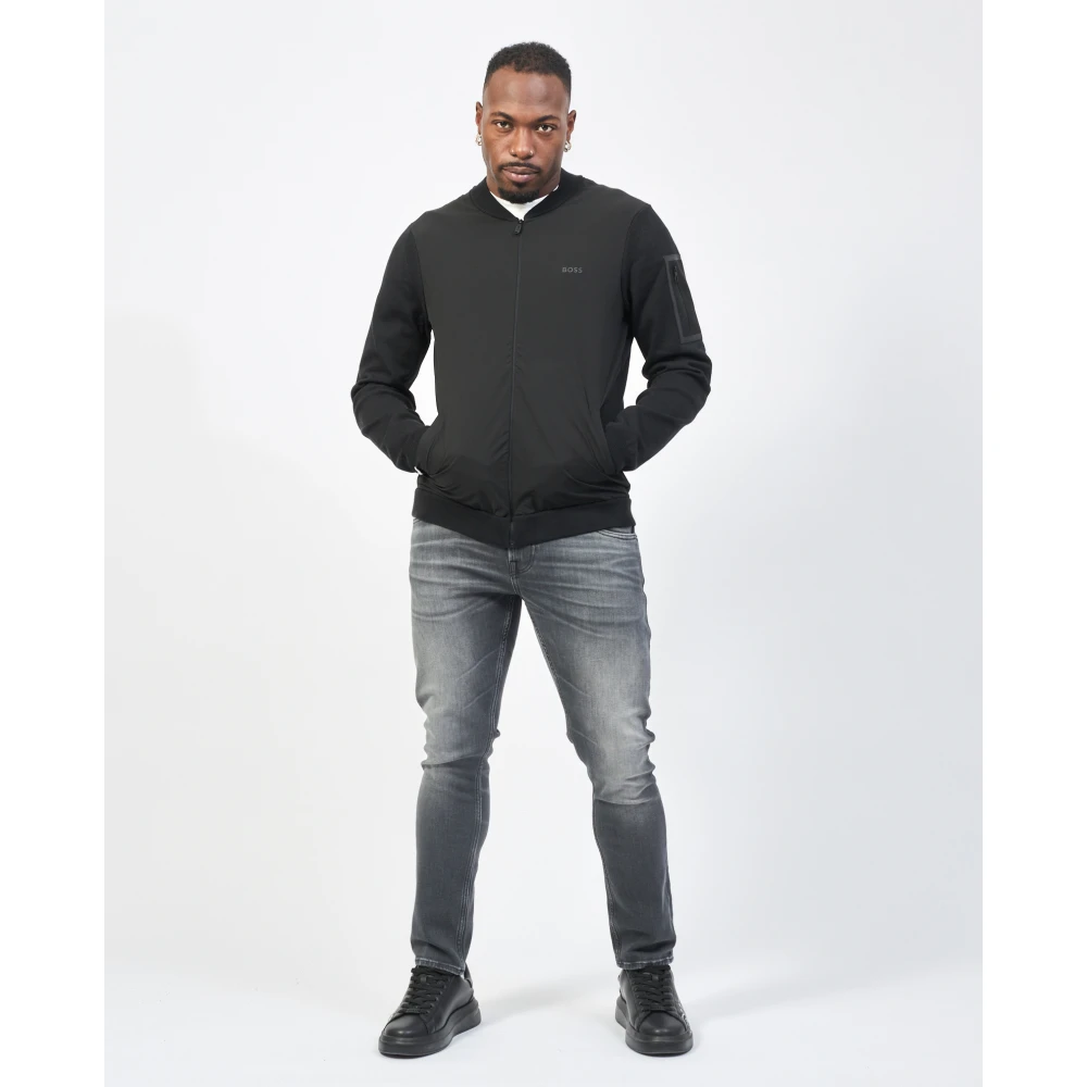 Hugo Boss Zwarte jas met logodetail Black Heren