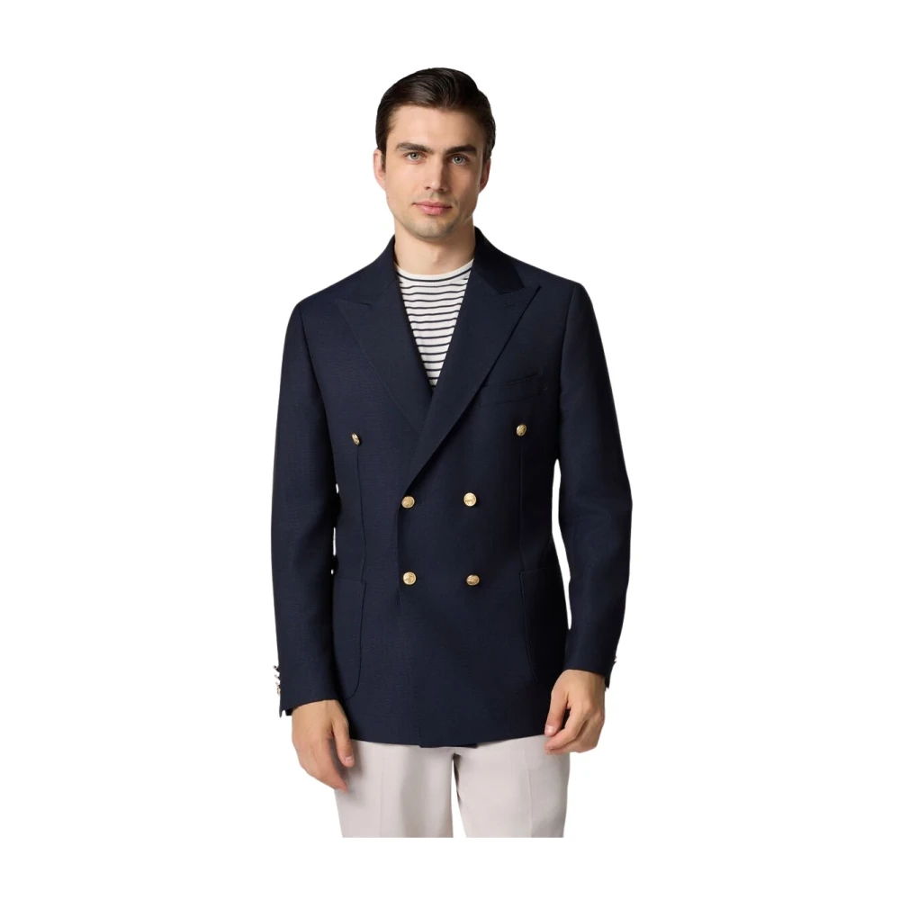 Brooks Brothers Men's Blue Blazers, 4XL, Virgin Wool Hopsack Double-Breasted Jacket