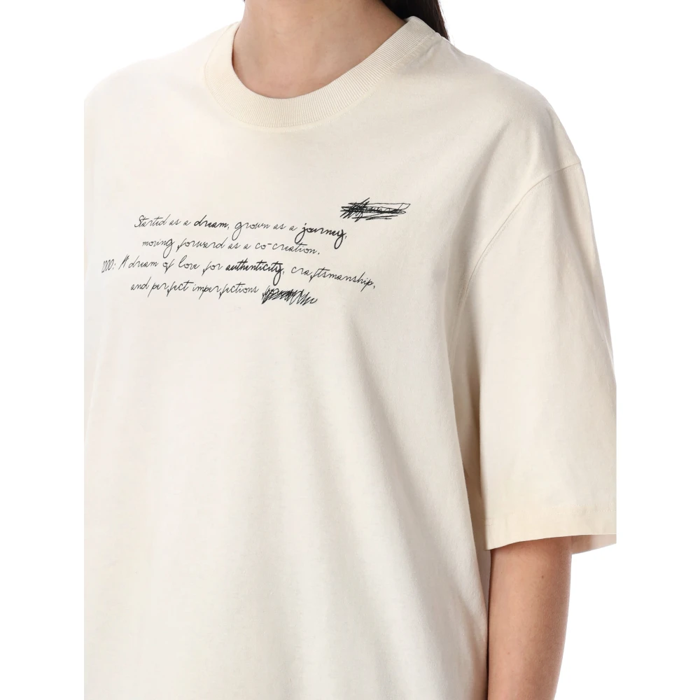 Golden Goose T-shirt met handgeschreven print Beige Dames