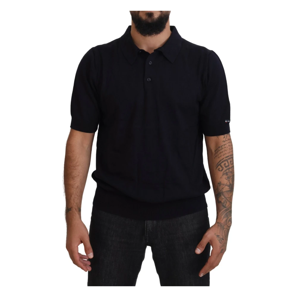 Dolce & Gabbana Blauw Katoenen Logo Polo T-shirt Blue Heren