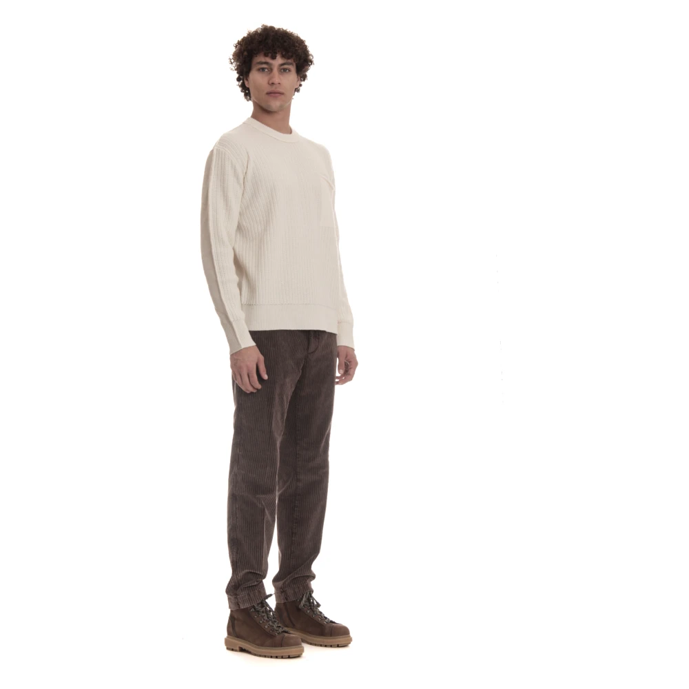 Roberto Collina Gebreide trui Ivoor Front Stitching Beige Heren