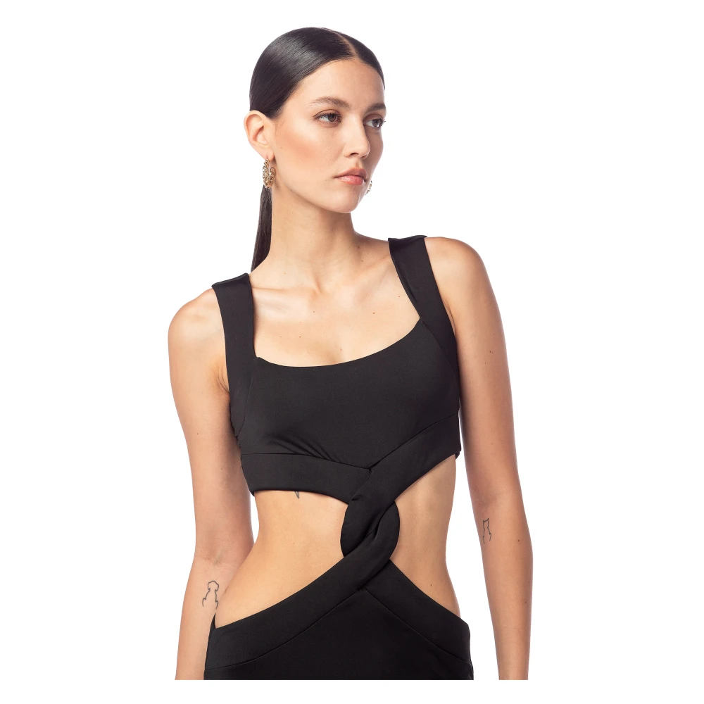MVP wardrobe Gevlochten Detail Jersey Lange Jurk Black Dames