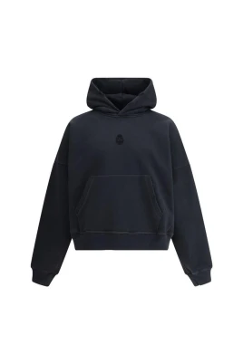 Vintage-Style Skull Hoodie med Kangaroo Pocket