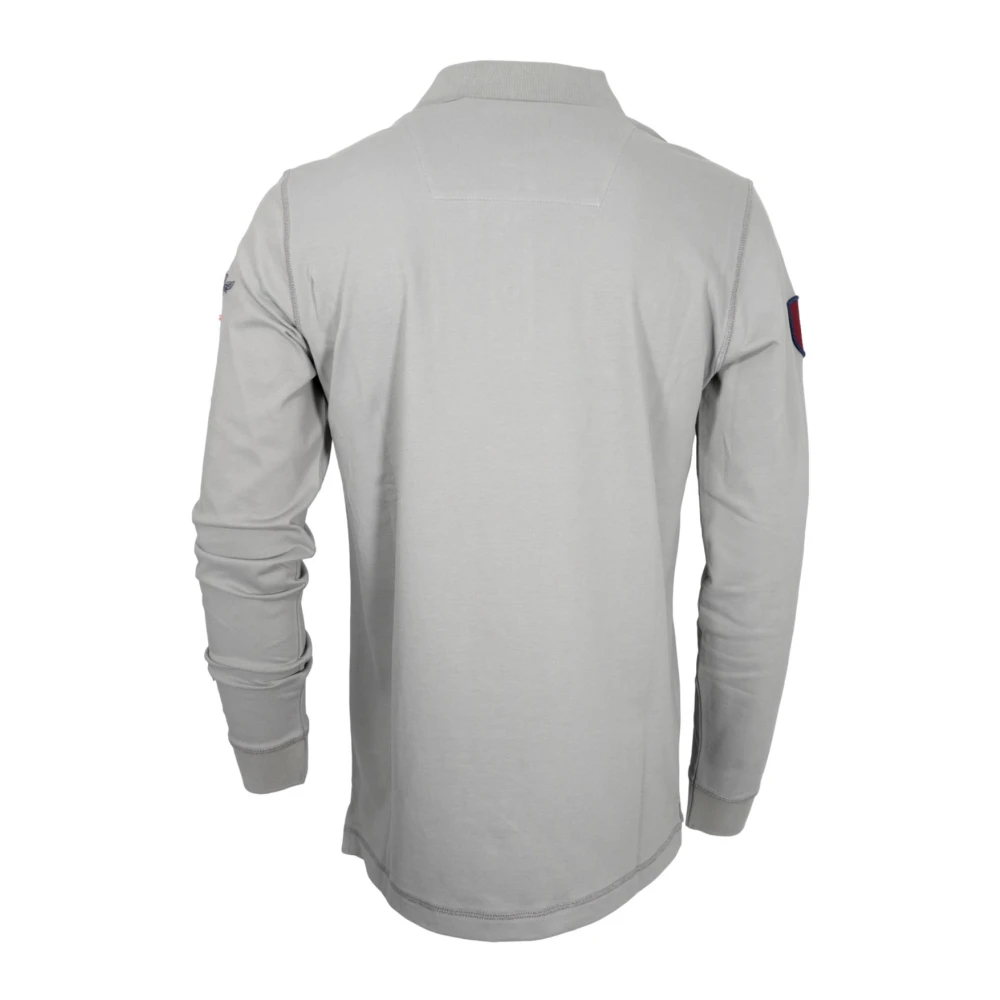aeronautica militare Poloshirt met lange mouwen en Tricolor-pijlpatch Gray Heren