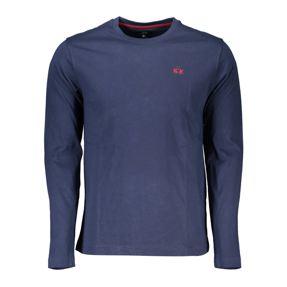 LA MARTINA Blauw Geborduurd Ronde Hals T-shirt Blue Heren