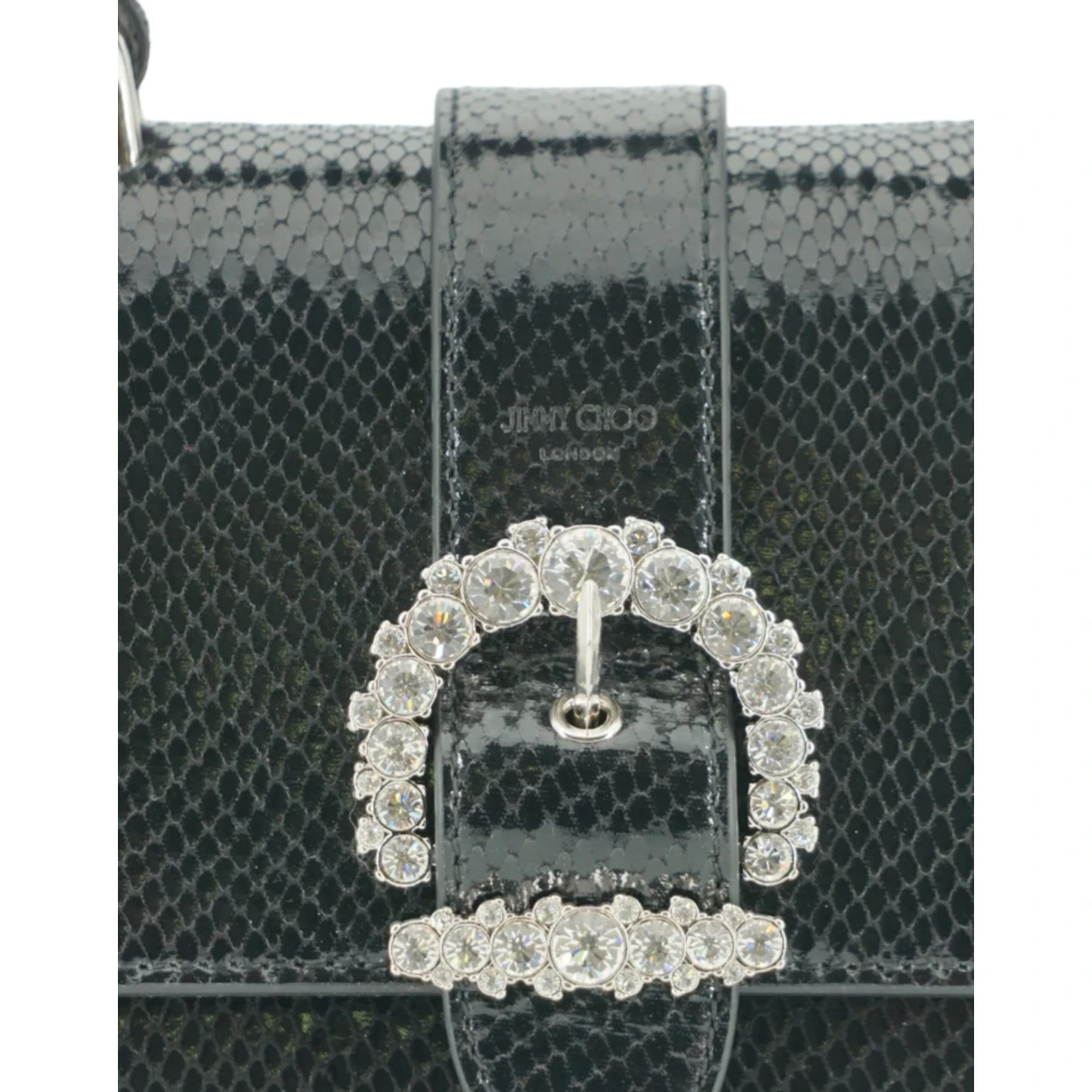 Jimmy Choo Zwarte leren top handvat schoudertas Black Dames