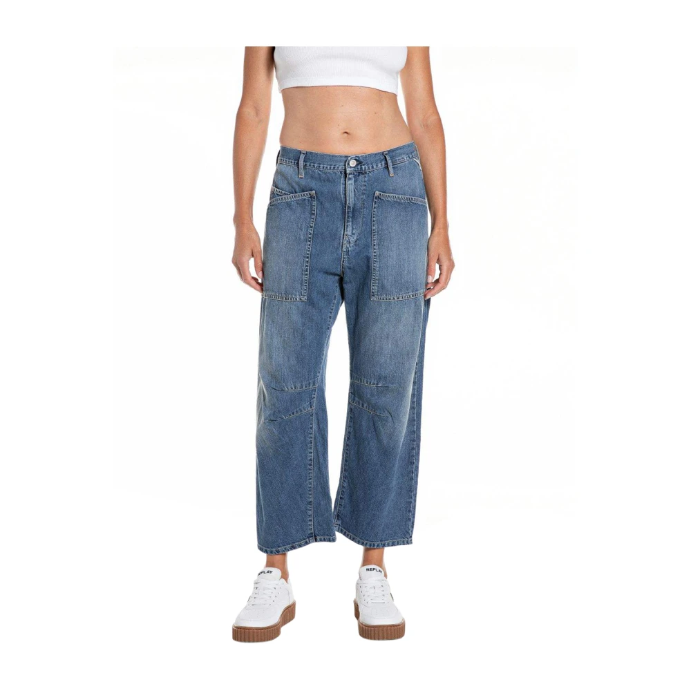 Replay Women's Blue Barrel Jeans - Cropped Jeans - W27 - Jeans