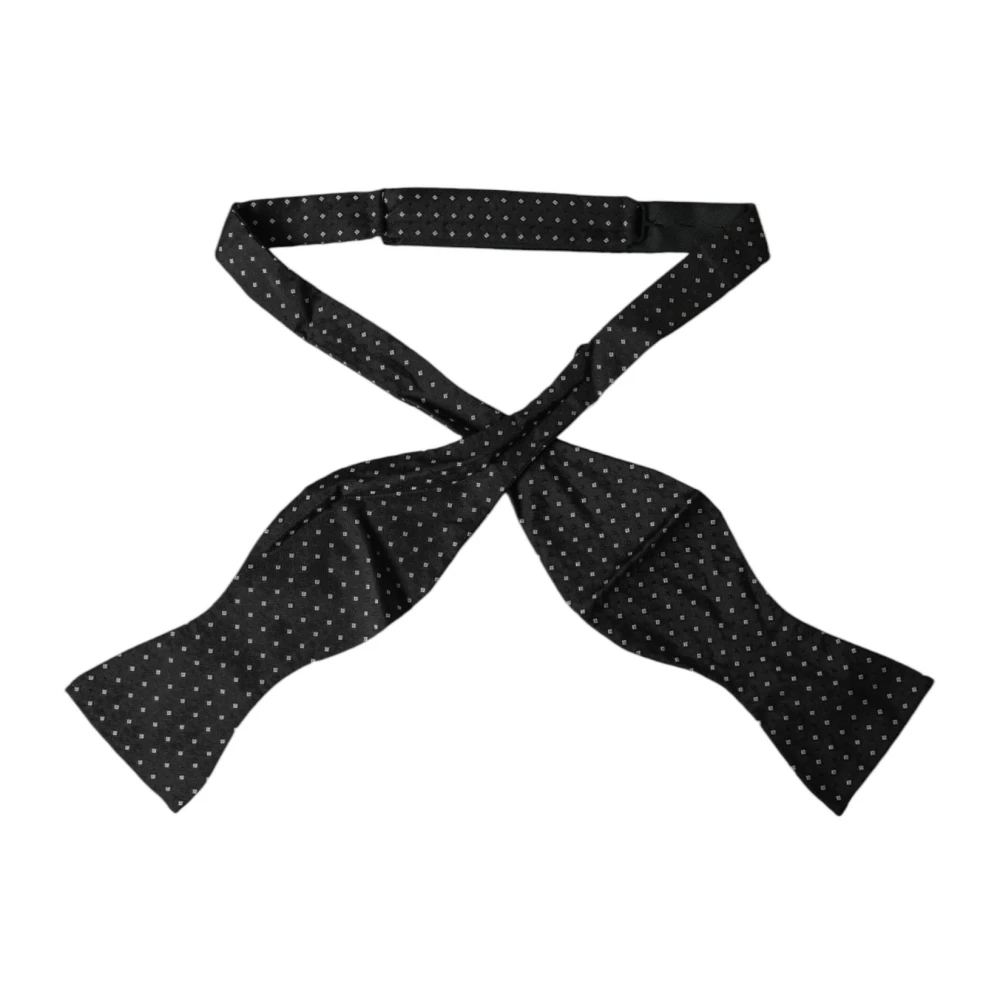 Dolce & Gabbana Zwarte polka dot zijden stropdas Black Heren