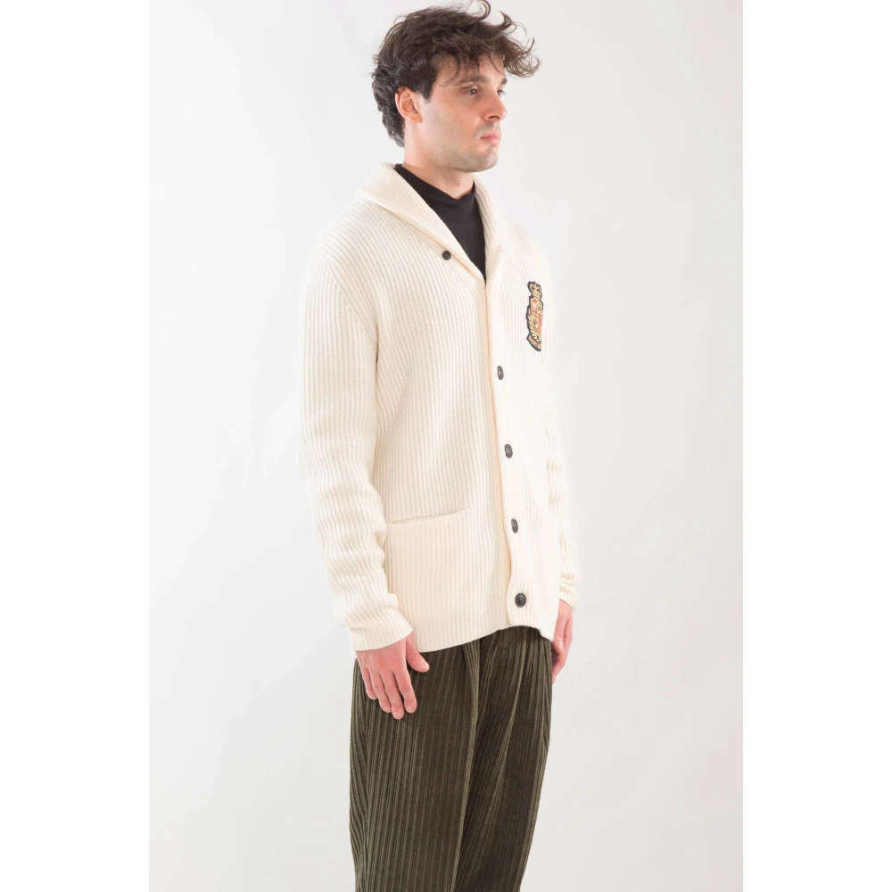 MC2 Saint Barth Gebreide Cardigan met Patches White Heren