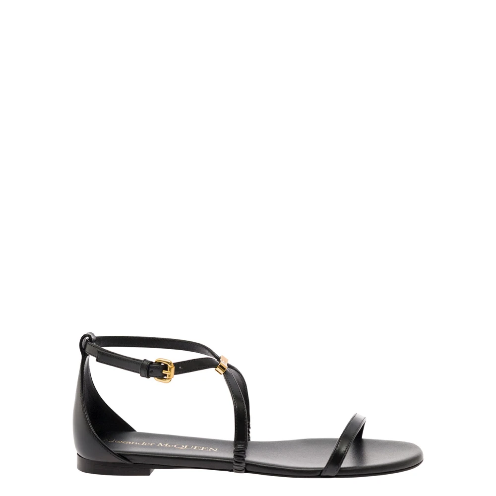 Alexander Mcqueen Black Flat Sandals, Female, 3 Uk, Sandals