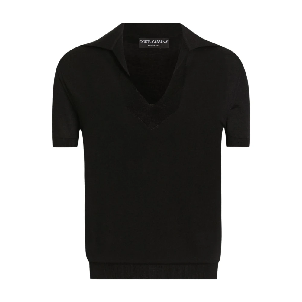 Dolce & Gabbana Women's Black Polo Shirts, M, Cashmere V-Neck Jumper