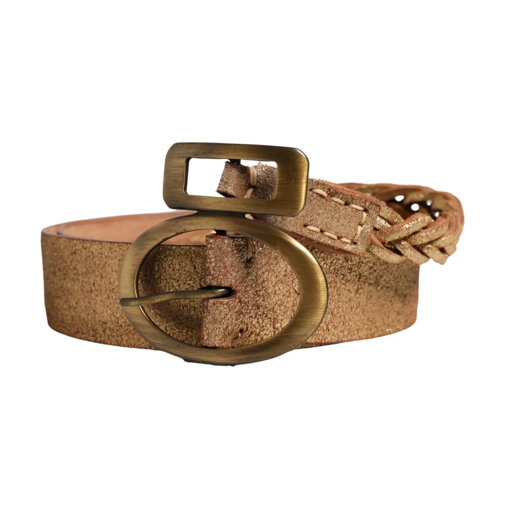 Ermanno Scervino Women's Brown Braided Leather Belt With Metal Buckle