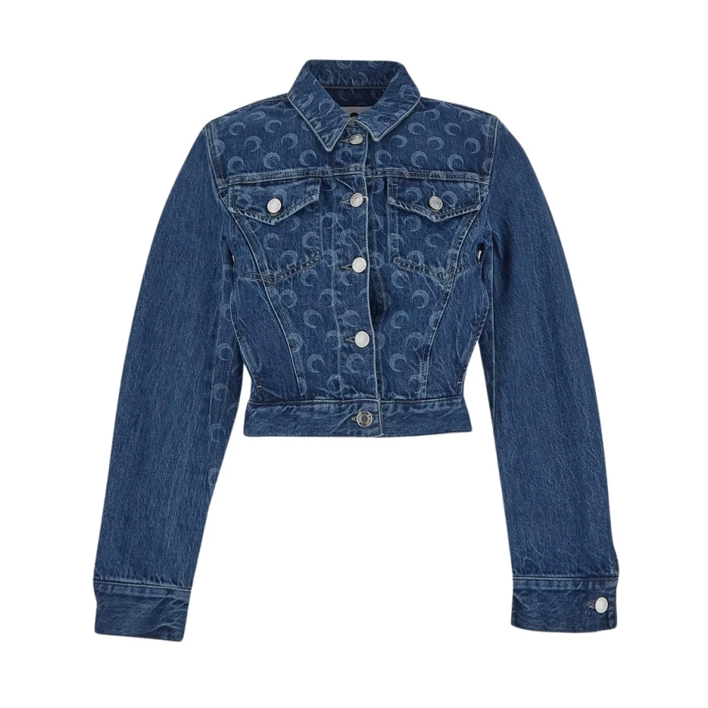 Marine Serre Denim Crop Moon Jack Blue Dames