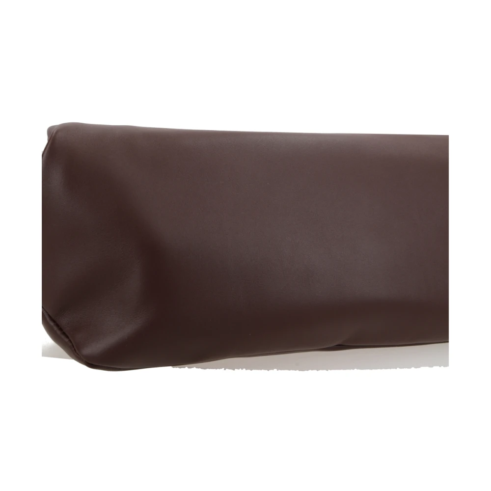 Jil Sander Bruine leren schoudertas met zilveren hardware Brown Dames