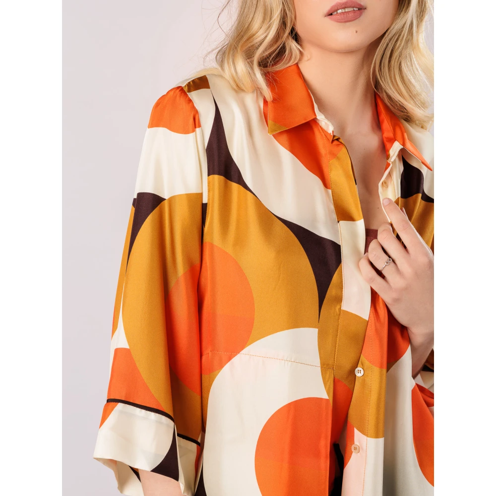 Beatrice .b Zijden Shirt met Cirkelprint Orange Dames