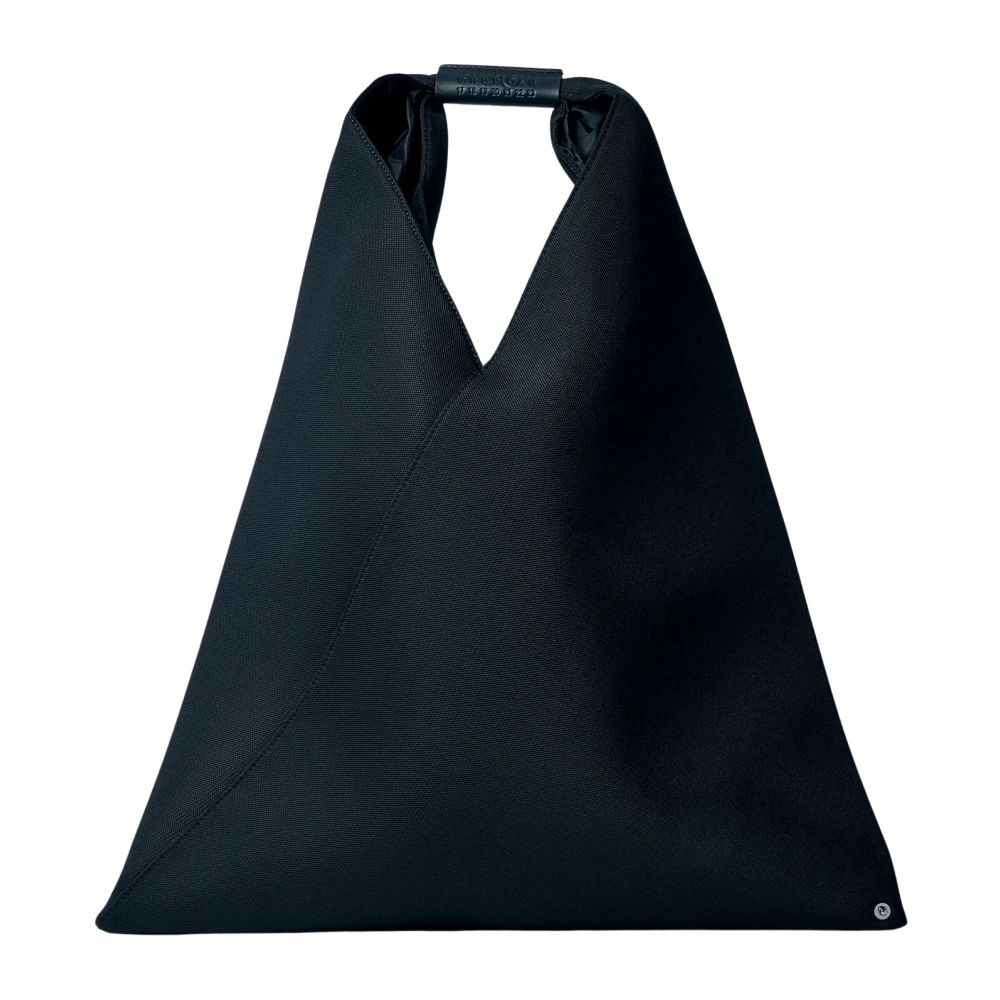 MM6 Maison Margiela Panel Gebreide Handtas met Leren Afwerking Black Dames