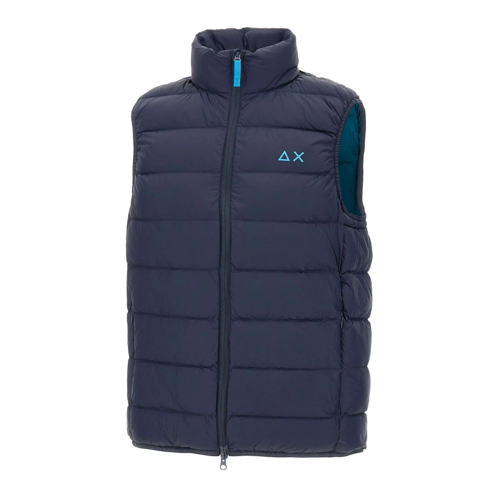 Sun68 Blauwe Donsvest met Logoprint Blue Heren