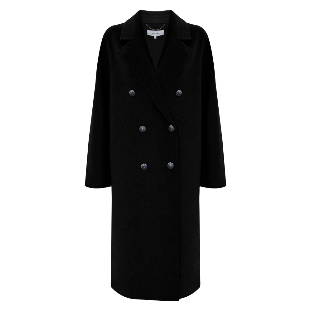 Kocca Donna Nero Cappotto Tre Quarti Doppiopetto Slim Fit