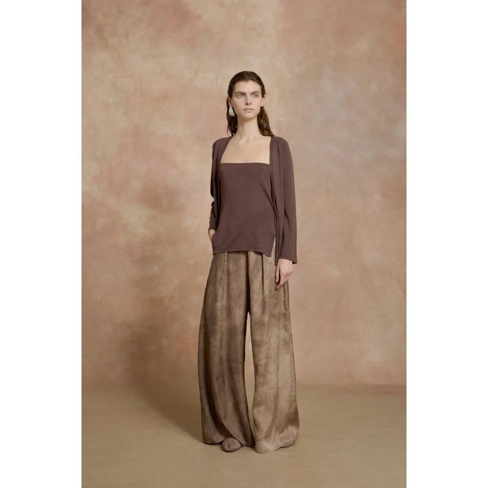 Cortana Tussa zijden gebreide vest in aubergine Purple Dames