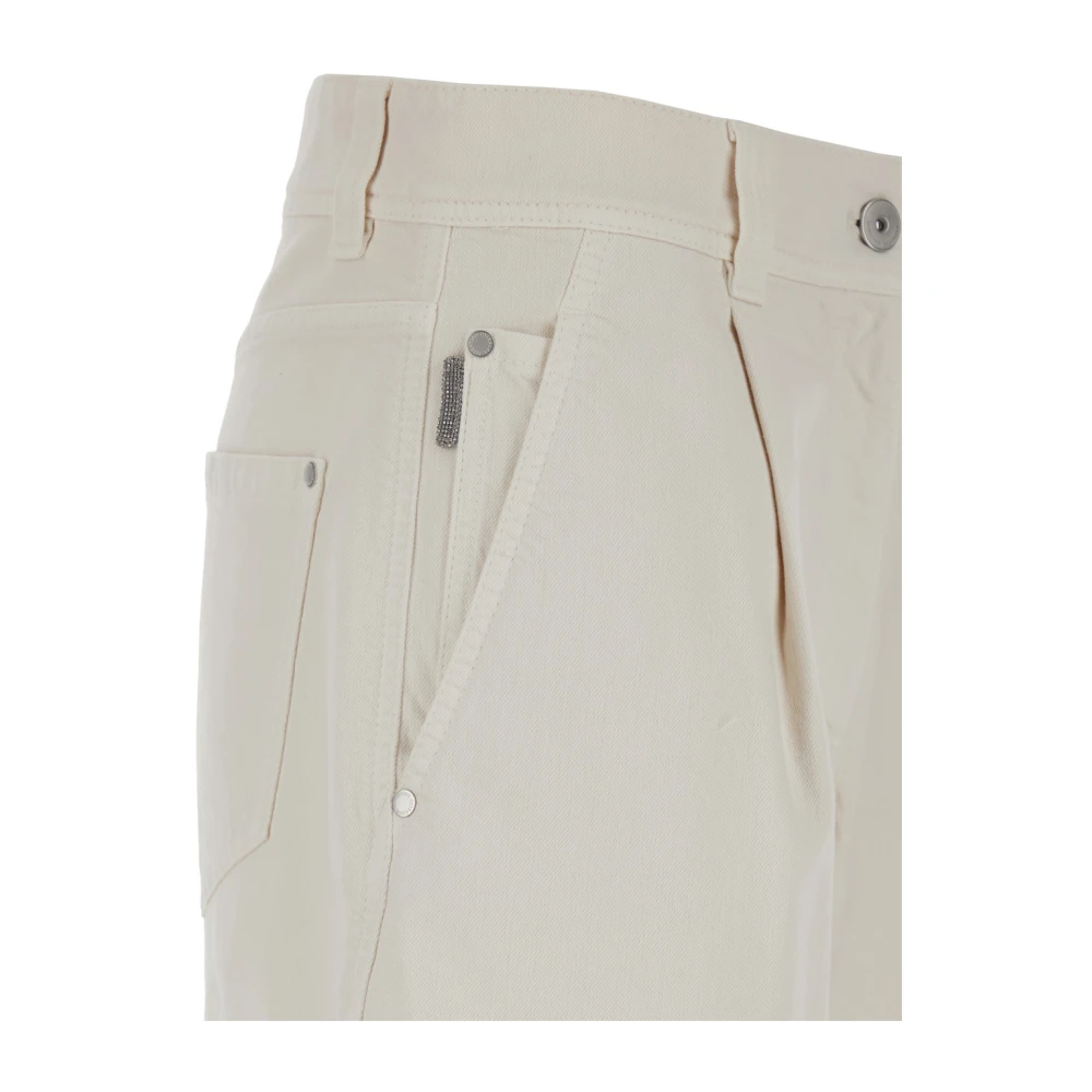 BRUNELLO CUCINELLI Witte Baggy Fit Jeans met Riemlussen White Dames