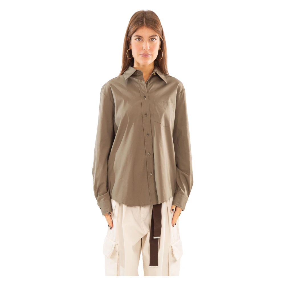 Pinko Poplin Zakoverhemd in Corea Stijl Beige Dames