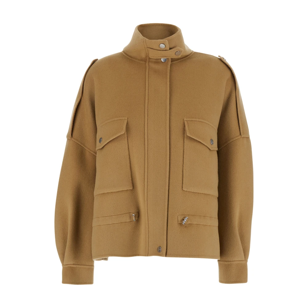 Pinko Women's Beige Double Panno Caban Coat