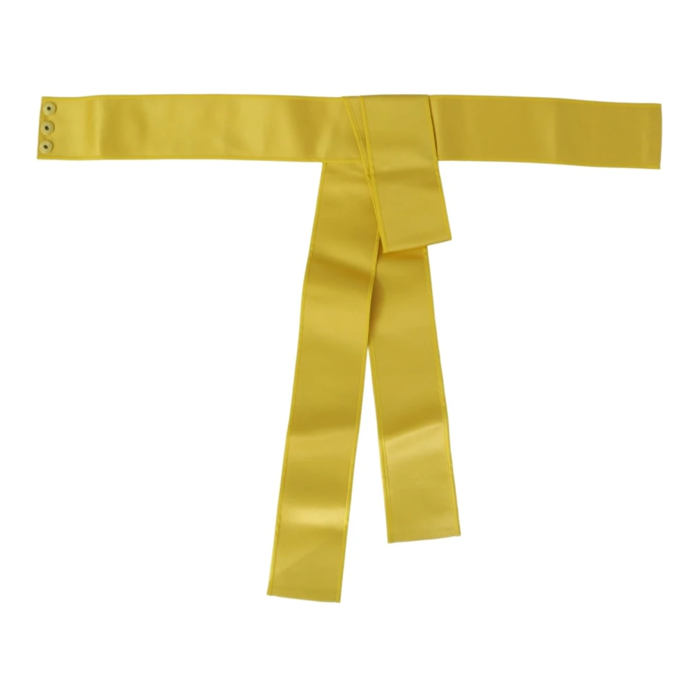 Dolce & Gabbana Women's Yellow Wide Snap Button Closure Silk Belt