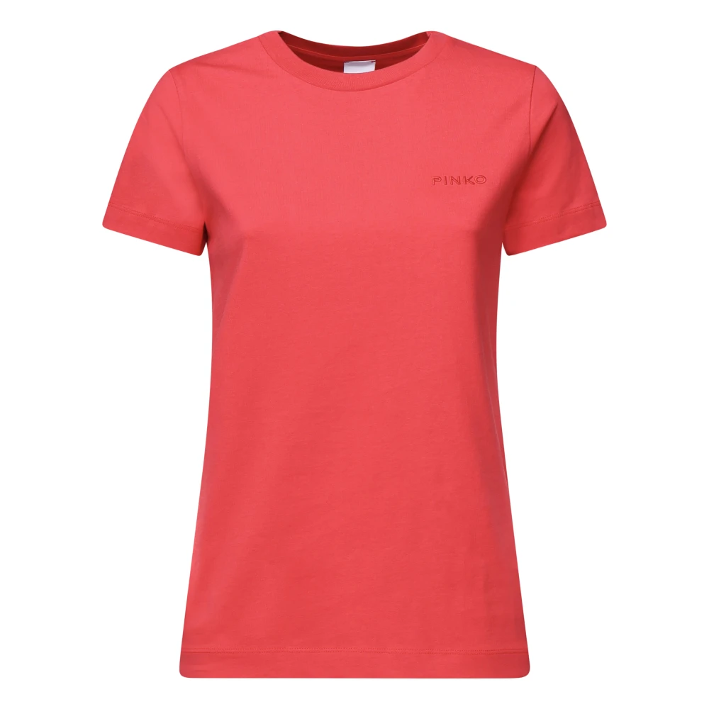 Pinko Rode T-shirt met geborduurd logo Red Dames