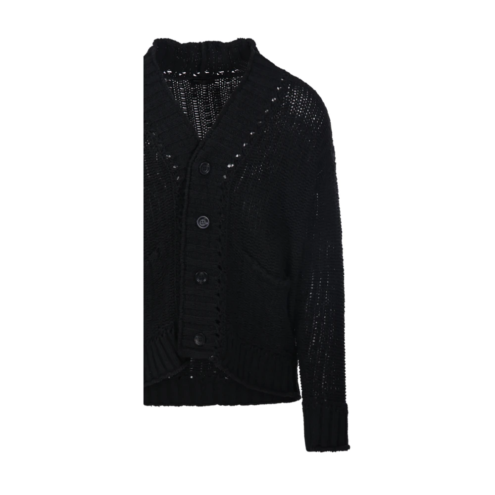 Roberto Collina Zwarte Cardigan Sweater Rt3409 Black Heren