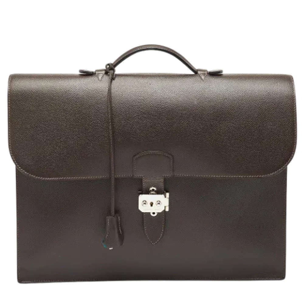 Hermès Vintage Pre-owned Leather briefcases Brown Heren