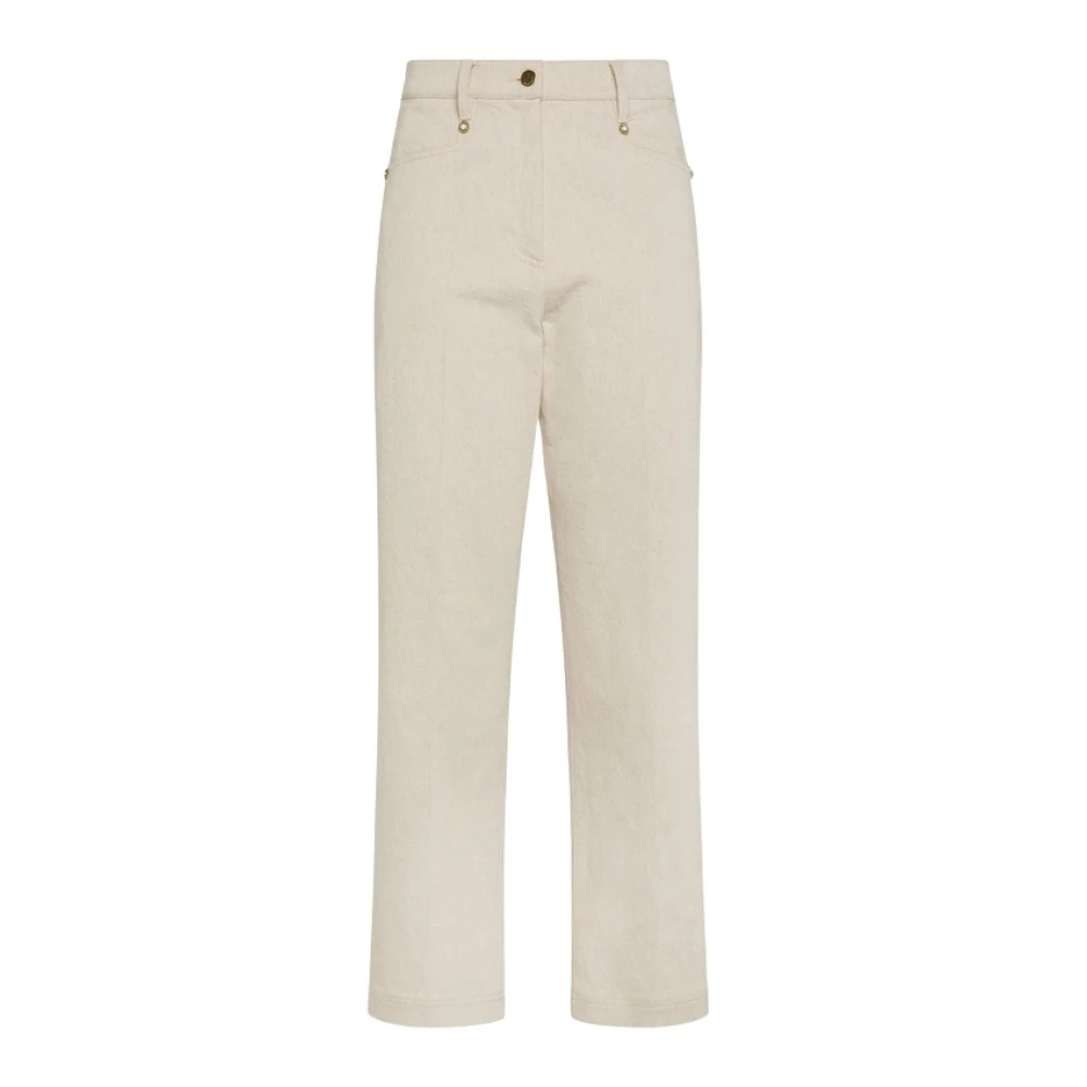 Momoni Rechte pijp broek met norHeren lengte Beige Dames