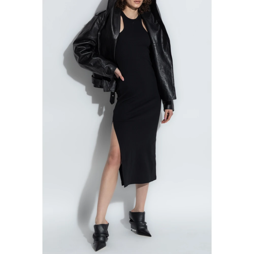 Courrèges Geribbelde bandjurk Black Dames