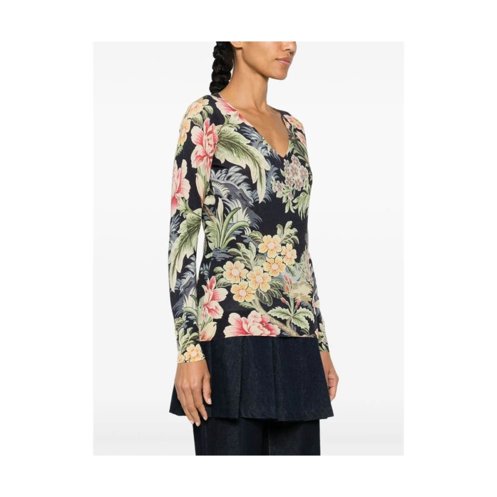 ETRO Bloemenprint Zijde-Kasjmier Trui Multicolor Dames