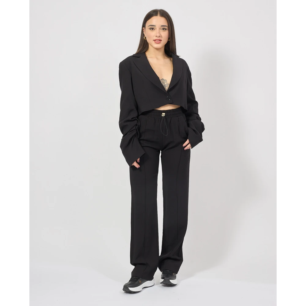 Gaëlle Paris Zwarte broek met elastische taille Black Dames