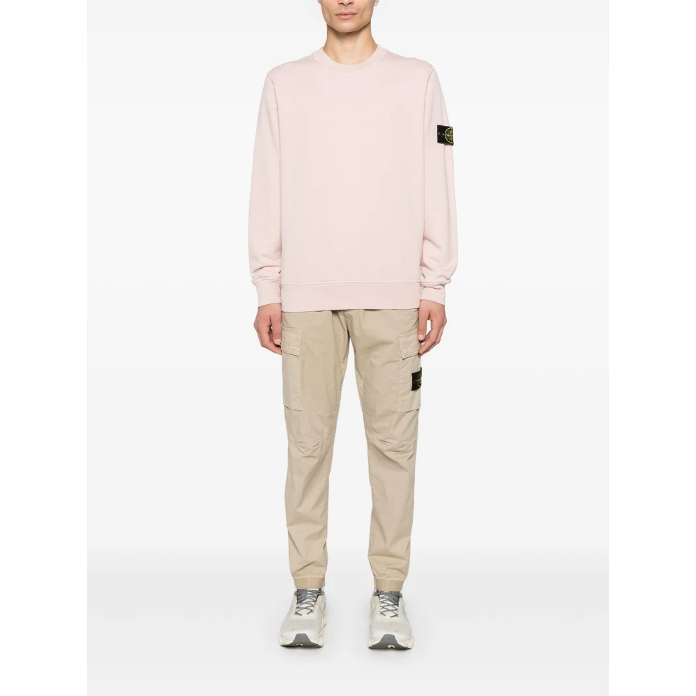 Stone Island Roze Crew-neck Sweaters met Ribbed Hems Pink Heren