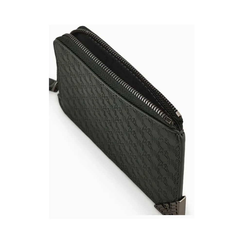 Emporio Armani Adelaar Relief Patroon Creditcardhouder Black Heren