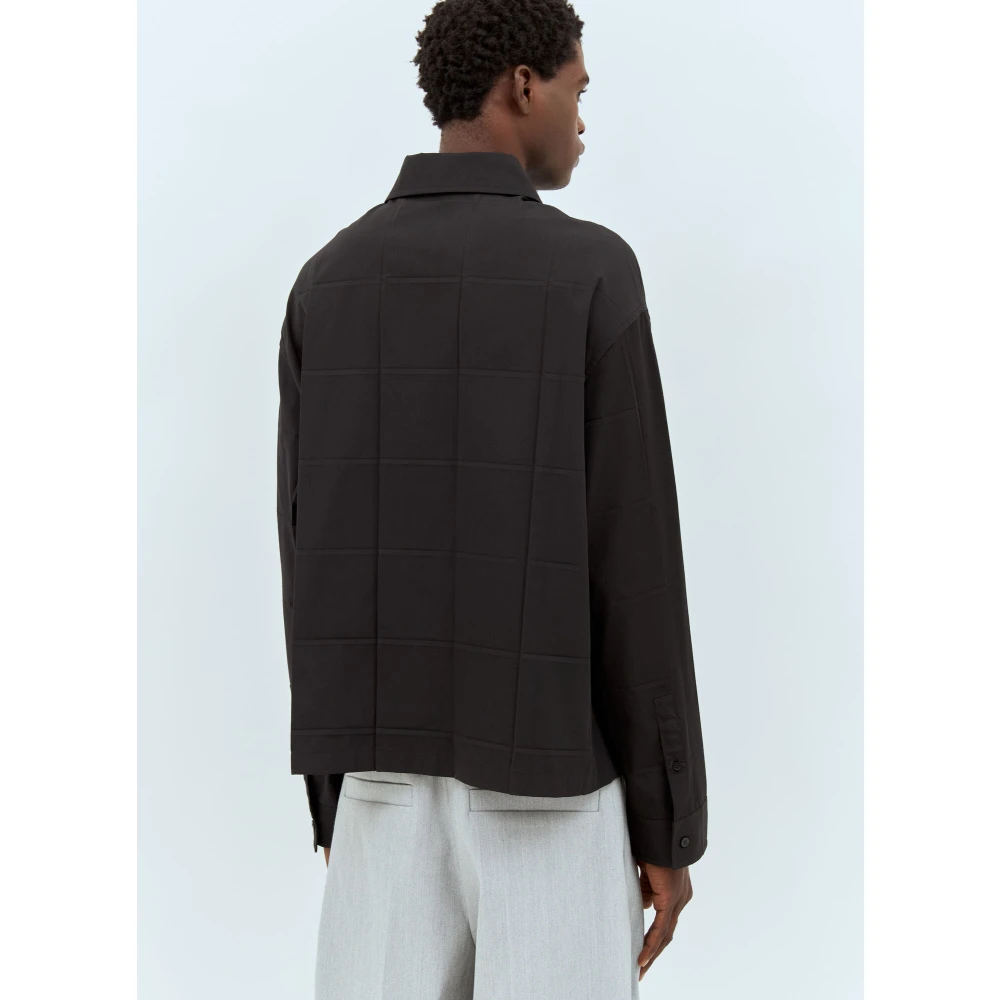 Jacquemus Shirt met Vierkant Paneel en Klassieke Kraag Black Heren