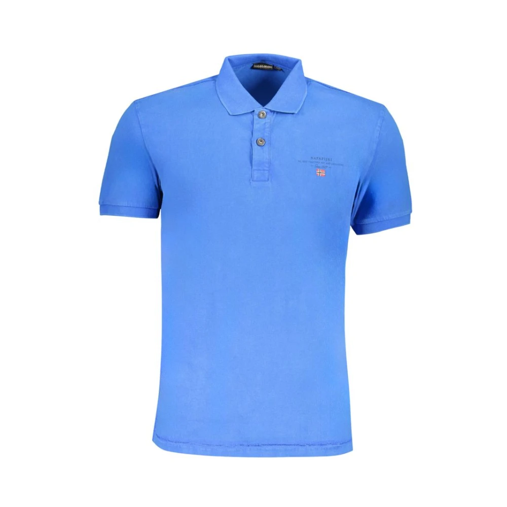 Napapijri Men's Blue Polo Shirts, L, Cotton Polo Shirt With Logo