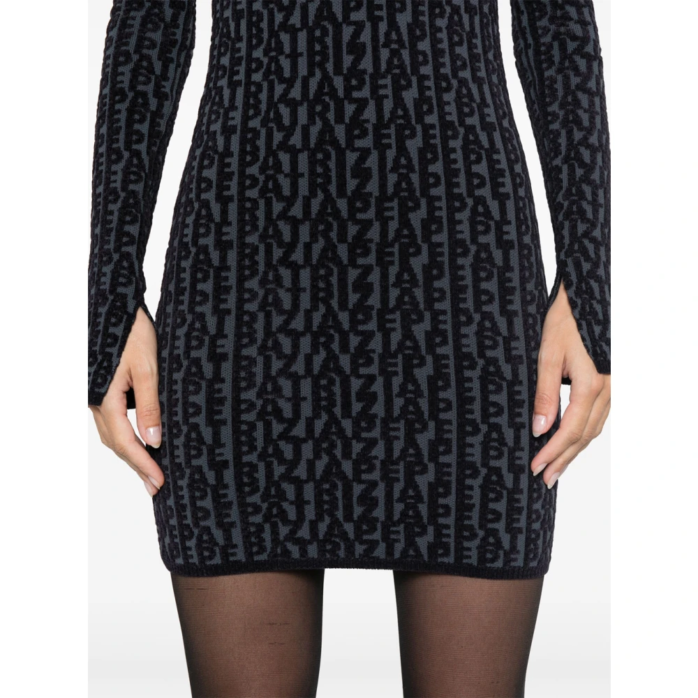 PATRIZIA PEPE Glam Mini Jurk met Monogram Detail Black Dames